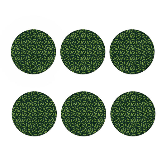 Green Chili Peppers Pattern Print Coaster Set