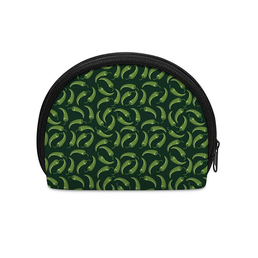 Green Chili Peppers Pattern Print Coin Purse