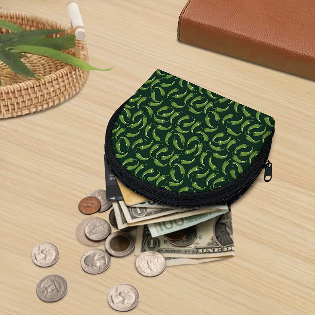 Green Chili Peppers Pattern Print Coin Purse