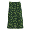 Green Chili Peppers Pattern Print Cotton Front Slit Maxi Skirt