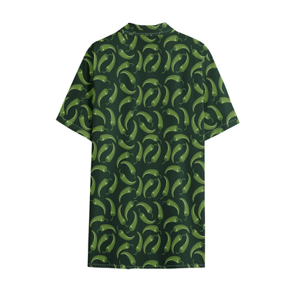 Green Chili Peppers Pattern Print Cotton Hawaiian Shirt