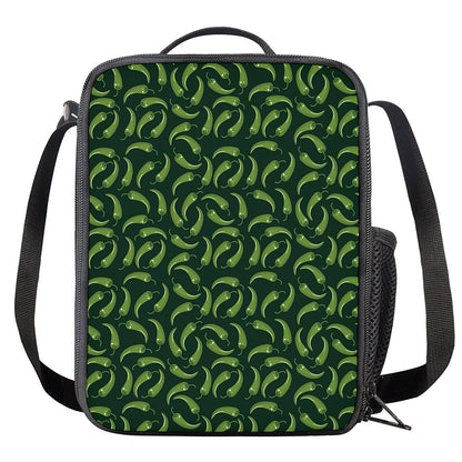 Green Chili Peppers Pattern Print Crossbody Lunch Bag