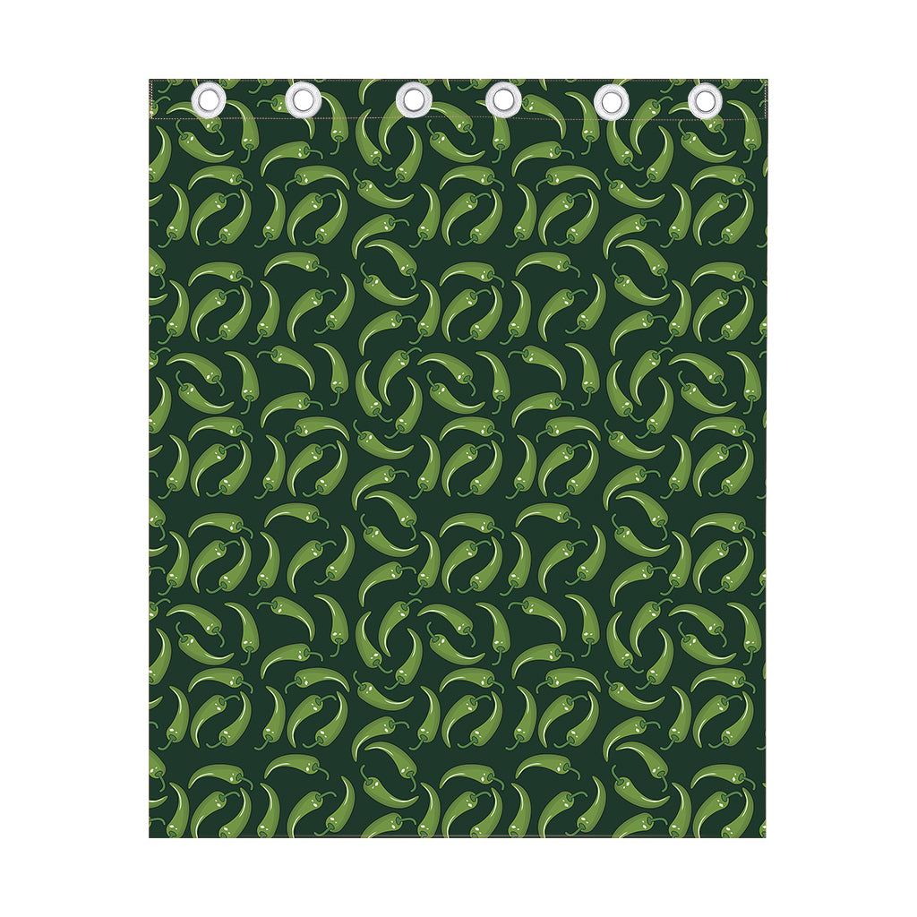 Green Chili Peppers Pattern Print Curtain