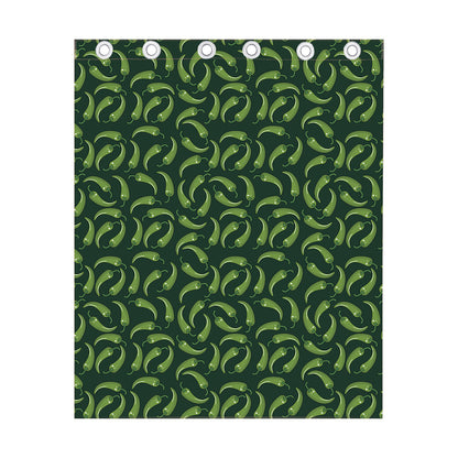 Green Chili Peppers Pattern Print Curtain