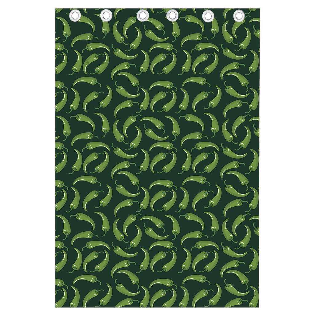 Green Chili Peppers Pattern Print Curtain