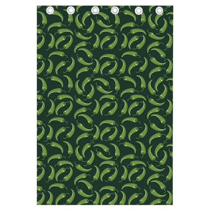 Green Chili Peppers Pattern Print Curtain