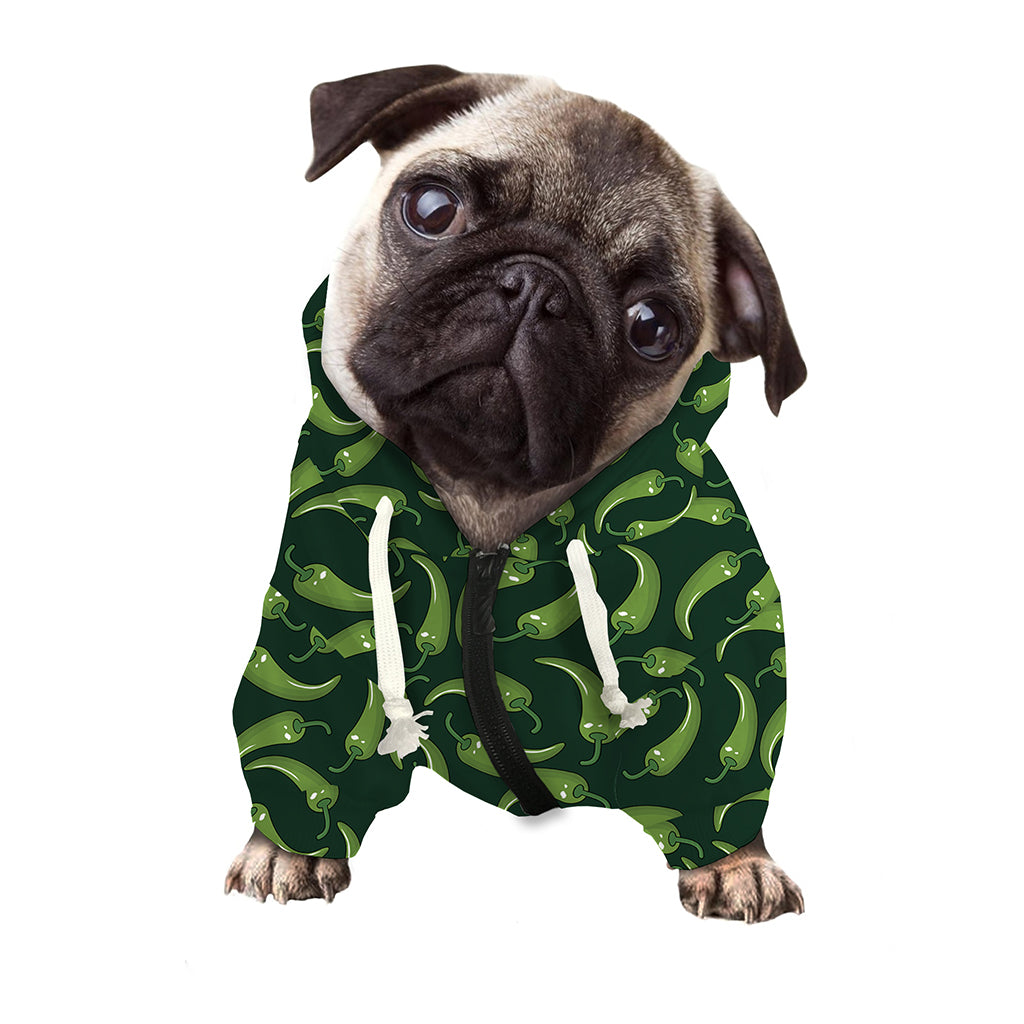 Green Chili Peppers Pattern Print Dog Zip Up Hoodie