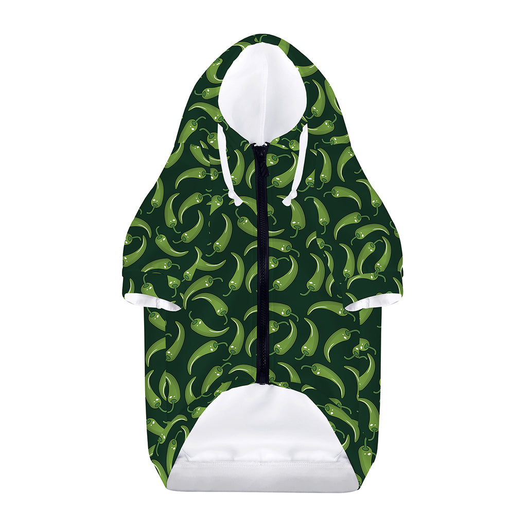 Green Chili Peppers Pattern Print Dog Zip Up Hoodie