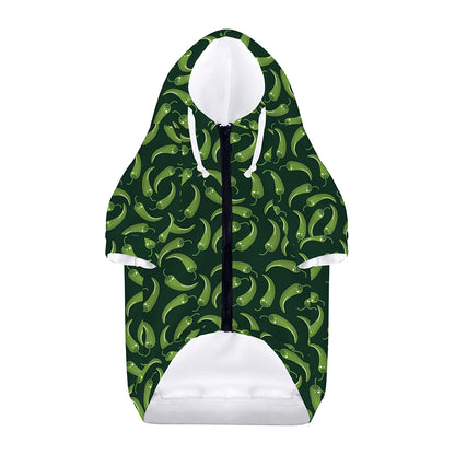 Green Chili Peppers Pattern Print Dog Zip Up Hoodie