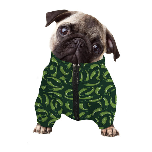 Green Chili Peppers Pattern Print Dog Zip Up Jacket