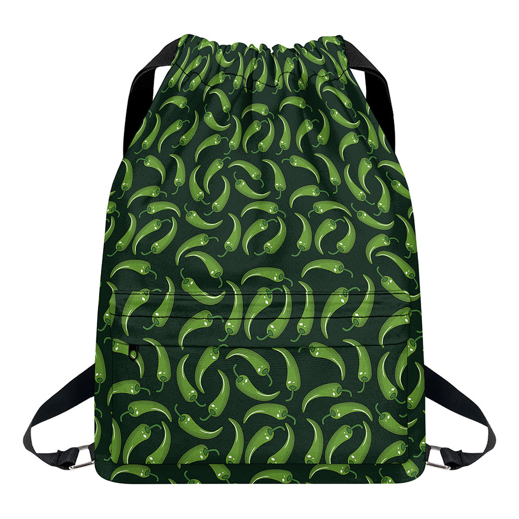 Green Chili Peppers Pattern Print Drawstring Backpack