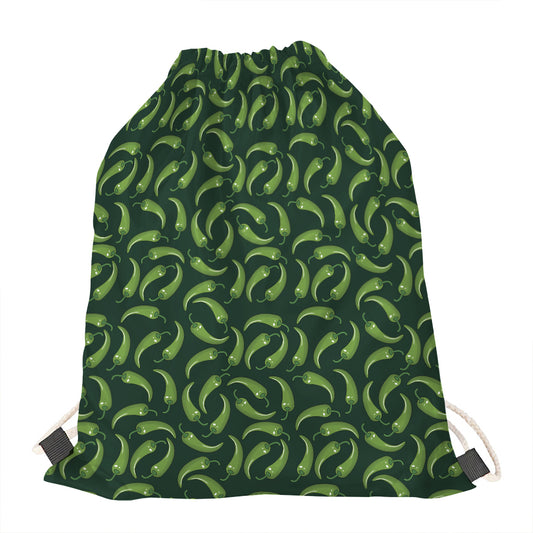 Green Chili Peppers Pattern Print Drawstring Bag
