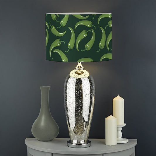 Green Chili Peppers Pattern Print Drum Lamp Shade