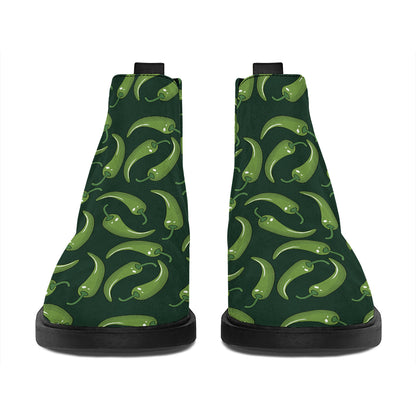Green Chili Peppers Pattern Print Flat Ankle Boots