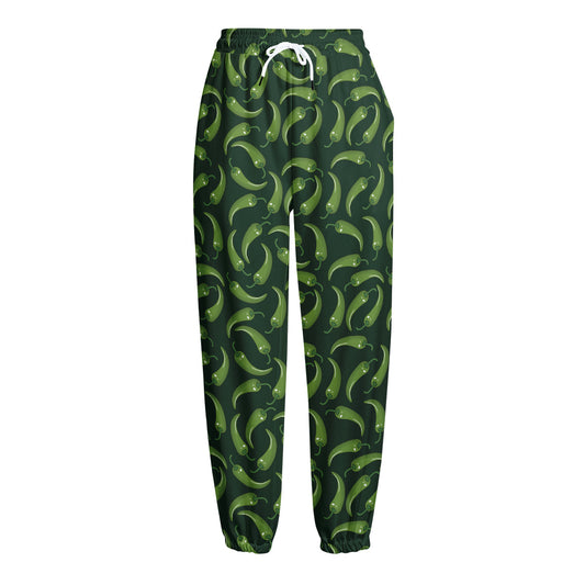 Green Chili Peppers Pattern Print Fleece Lined Knit Pants