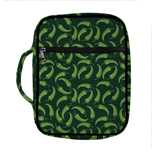 Green Chili Peppers Pattern Print Front Pocket Bible Bag