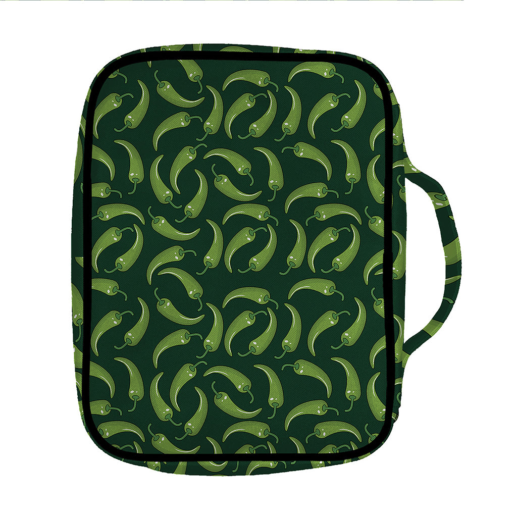 Green Chili Peppers Pattern Print Front Pocket Bible Bag