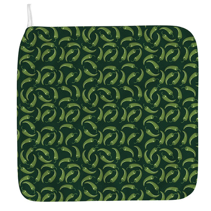 Green Chili Peppers Pattern Print Hand Towel