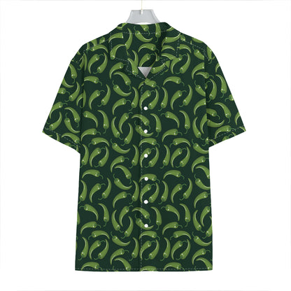 Green Chili Peppers Pattern Print Hawaiian Shirt