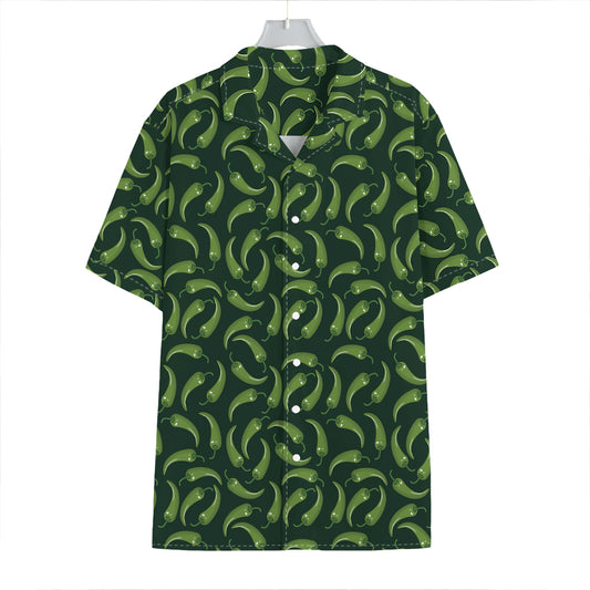 Green Chili Peppers Pattern Print Hawaiian Shirt