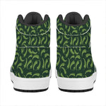 Green Chili Peppers Pattern Print High Top Leather Sneakers
