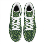 Green Chili Peppers Pattern Print High Top Leather Sneakers