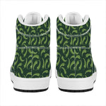 Green Chili Peppers Pattern Print High Top Leather Sneakers
