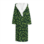 Green Chili Peppers Pattern Print Hooded Bathrobe