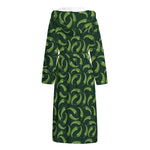 Green Chili Peppers Pattern Print Hooded Bathrobe