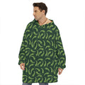 Green Chili Peppers Pattern Print Hoodie Blanket