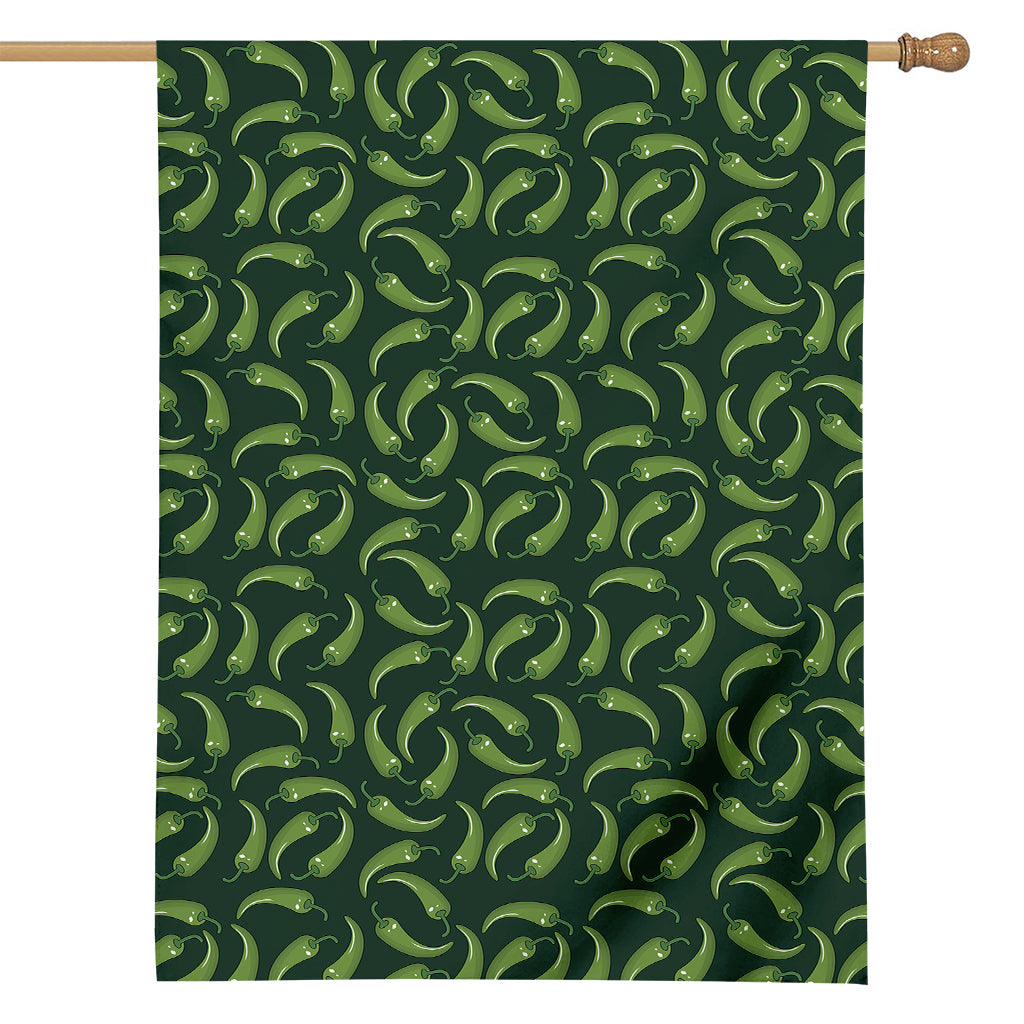 Green Chili Peppers Pattern Print House Flag