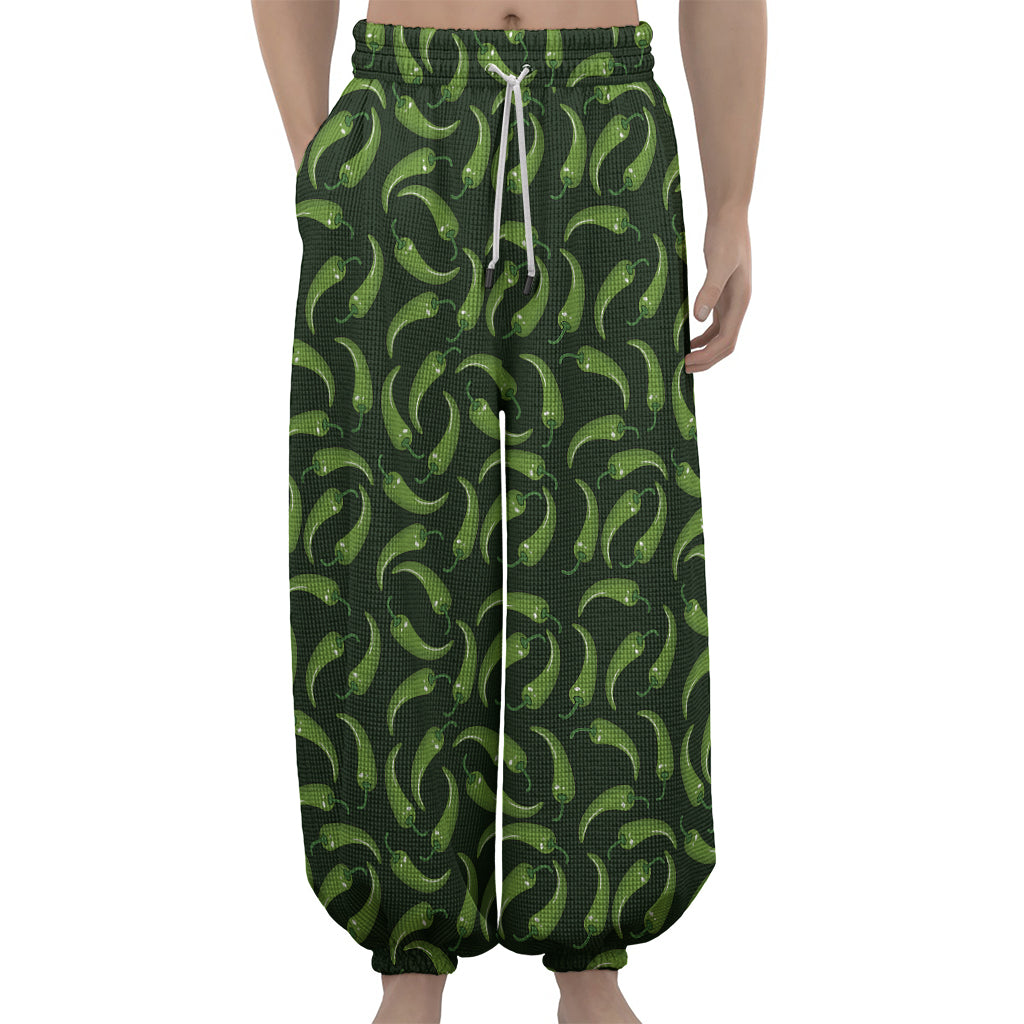 Green Chili Peppers Pattern Print Lantern Pants