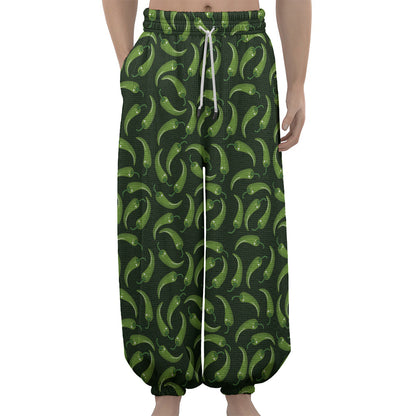 Green Chili Peppers Pattern Print Lantern Pants