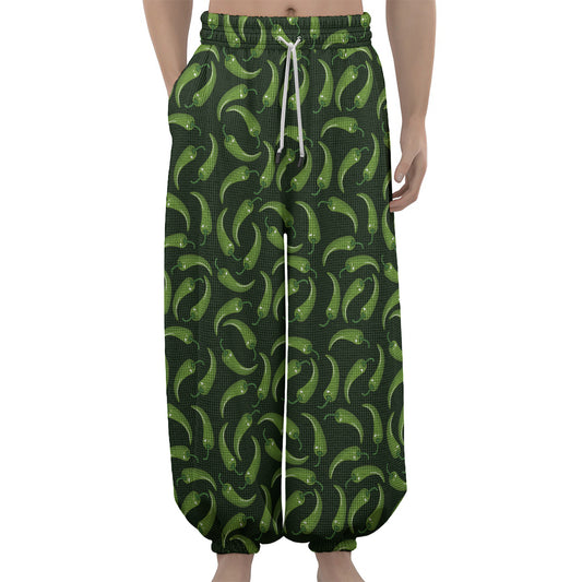 Green Chili Peppers Pattern Print Lantern Pants