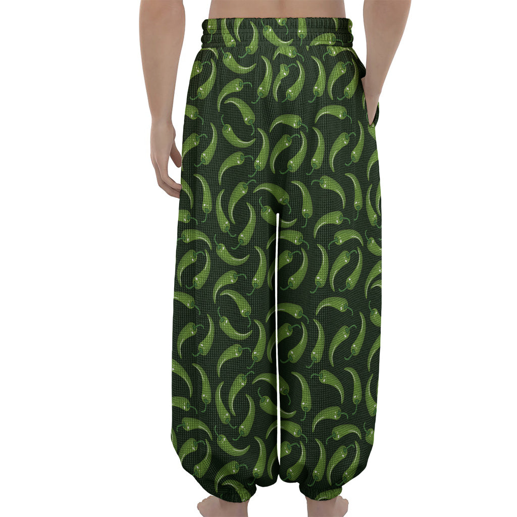 Green Chili Peppers Pattern Print Lantern Pants