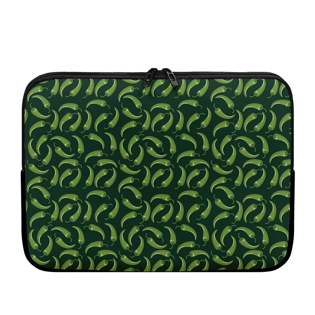 Green Chili Peppers Pattern Print Laptop Sleeve