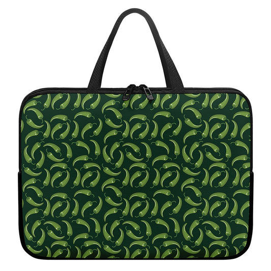 Green Chili Peppers Pattern Print Laptop Sleeve With Handle