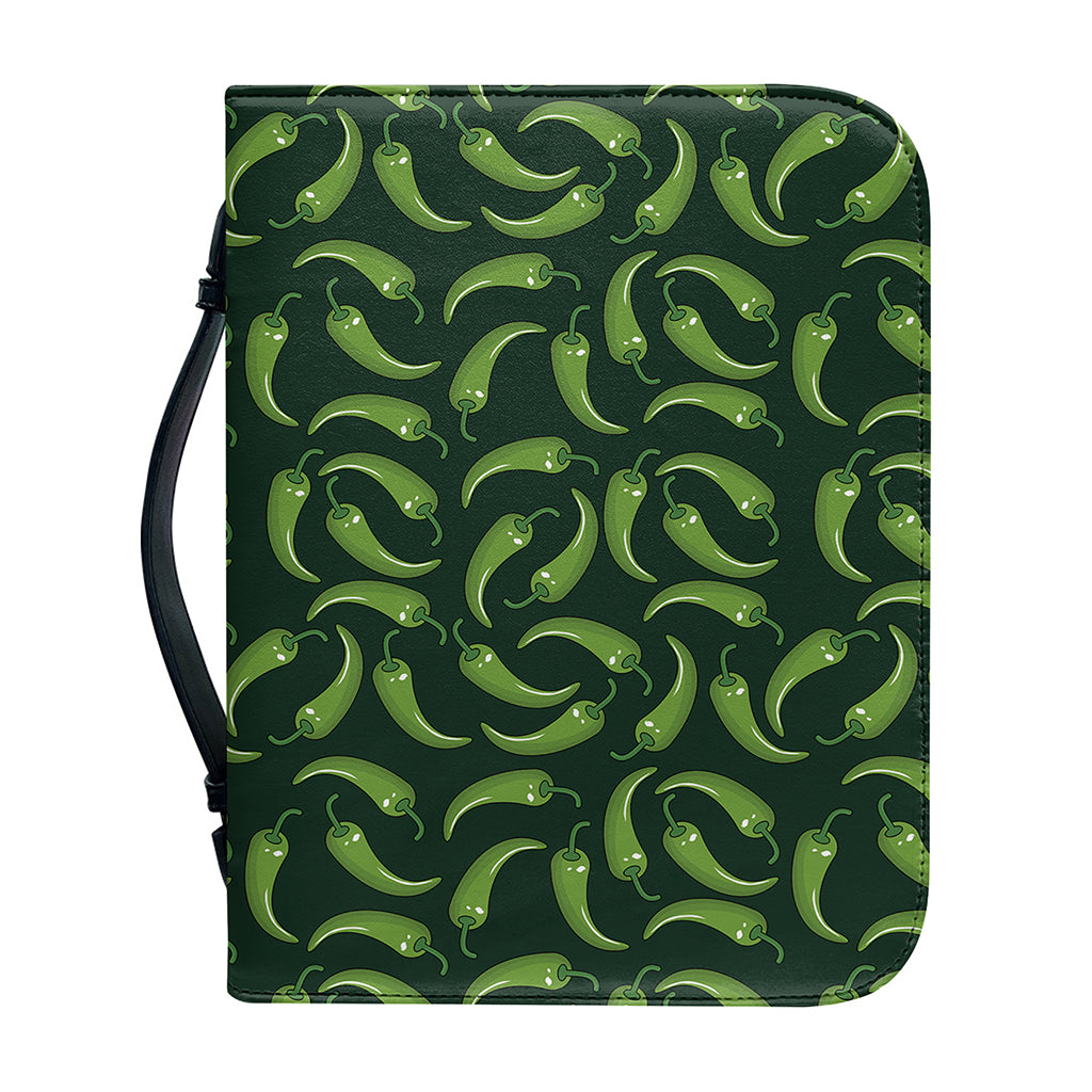 Green Chili Peppers Pattern Print Leather Bible Cover