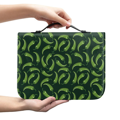Green Chili Peppers Pattern Print Leather Bible Cover