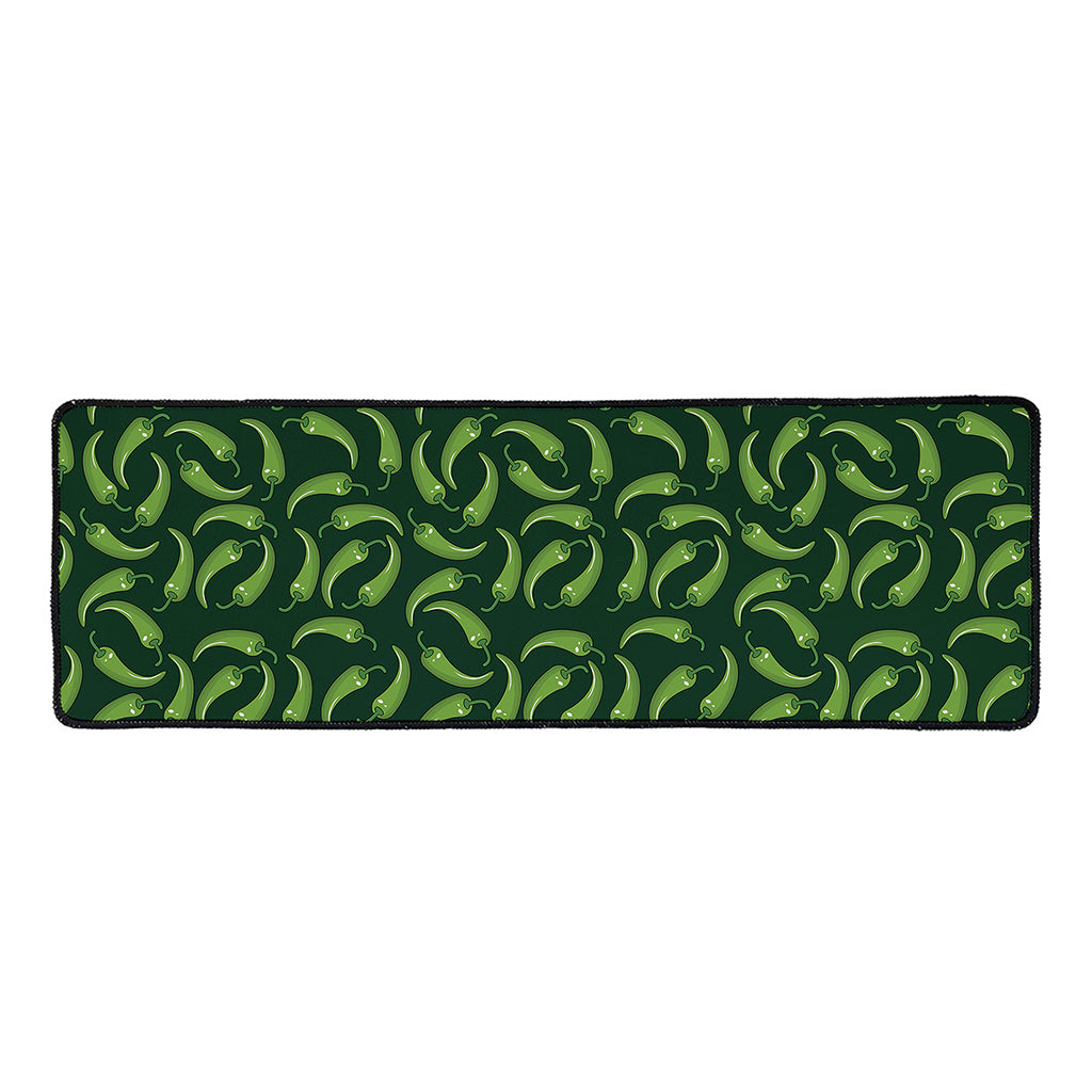 Green Chili Peppers Pattern Print Long Kitchen Mat