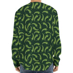 Green Chili Peppers Pattern Print Long Sleeve Baseball Jersey