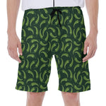Green Chili Peppers Pattern Print Men's Beach Shorts