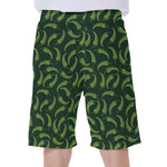 Green Chili Peppers Pattern Print Men's Beach Shorts