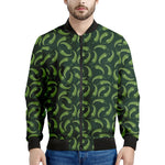 Green Chili Peppers Pattern Print Men's Bomber Jacket