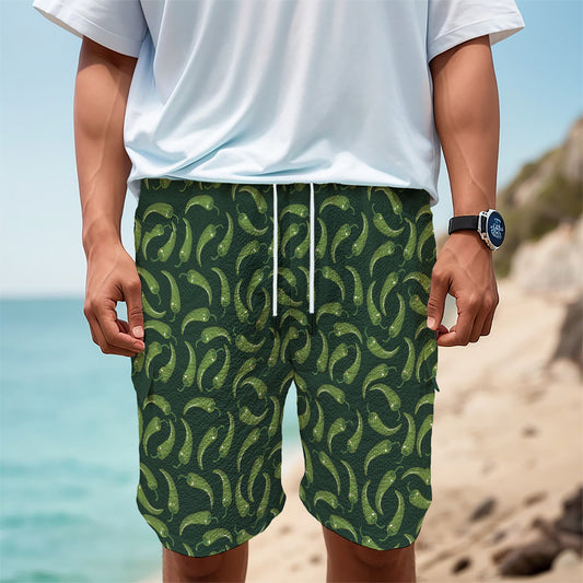 Green Chili Peppers Pattern Print Men's Cargo Shorts
