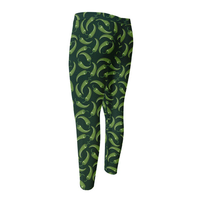 Green Chili Peppers Pattern Print Men's Compression Pants