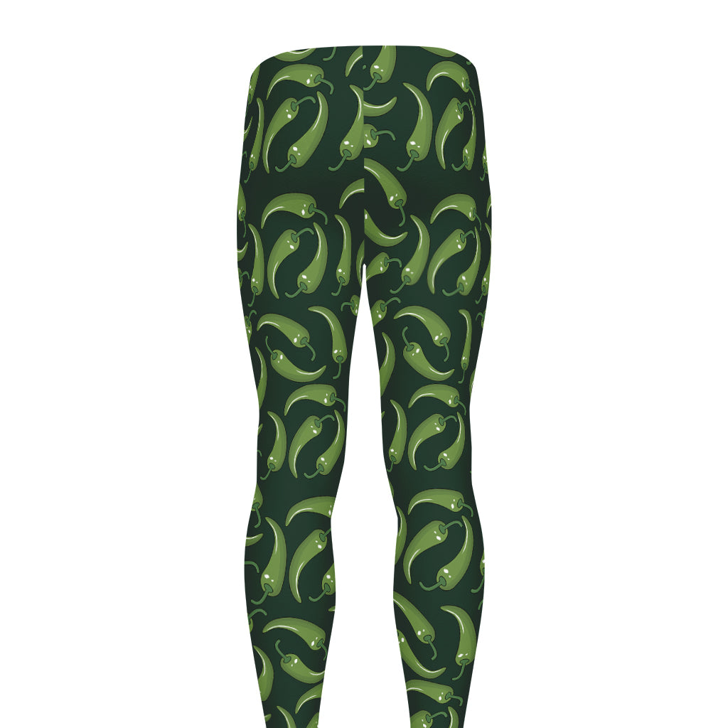 Green Chili Peppers Pattern Print Men's leggings