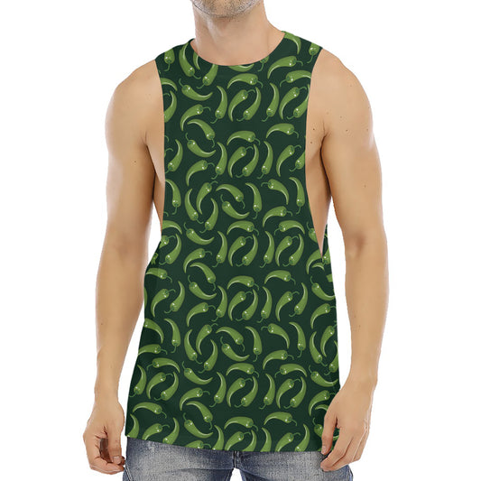 Green Chili Peppers Pattern Print Men's Muscle Tank Top