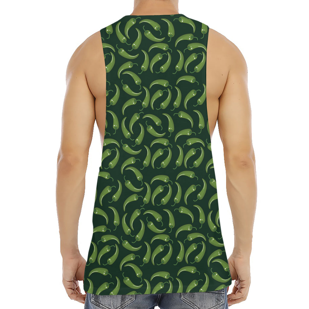 Green Chili Peppers Pattern Print Men's Muscle Tank Top