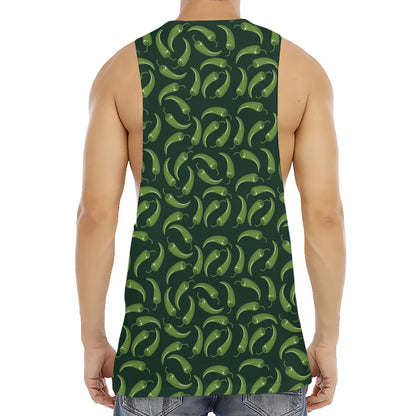 Green Chili Peppers Pattern Print Men's Muscle Tank Top